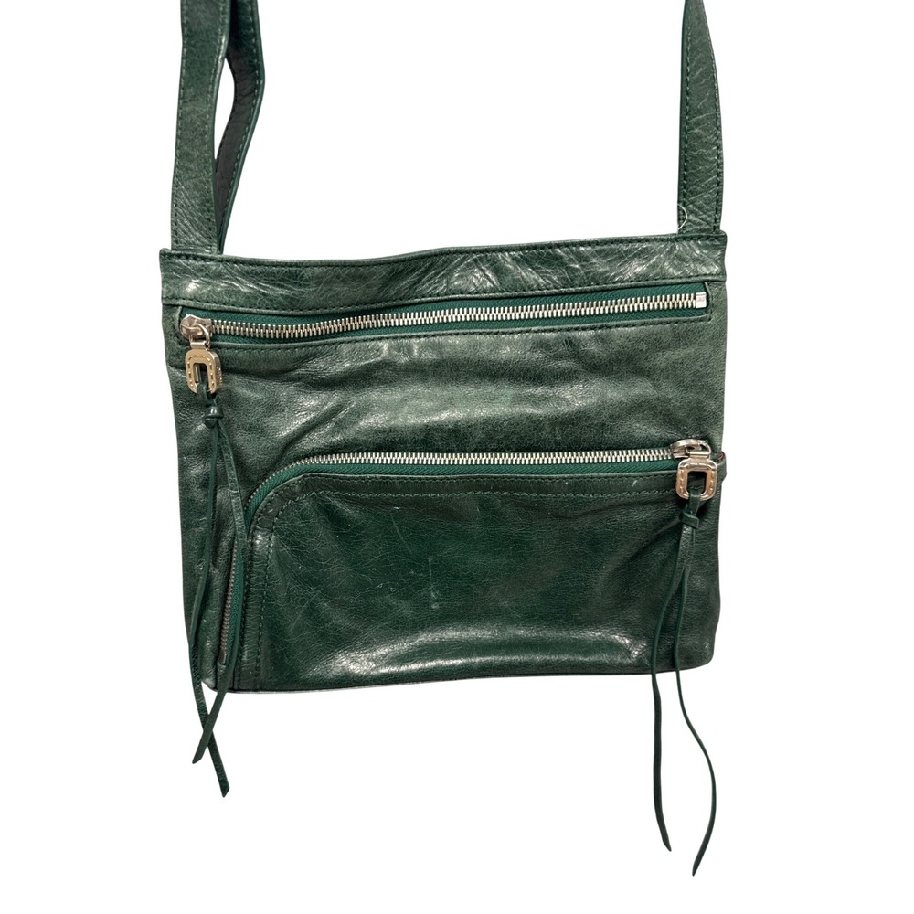 Hobo Crossbody Bag Women Small Green Leather Multi Pocket Tassel Boho Shoulder